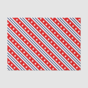 Papier Mousseline Rouge, Blanc & Bleu Patriotique USA Étoiles et Ray