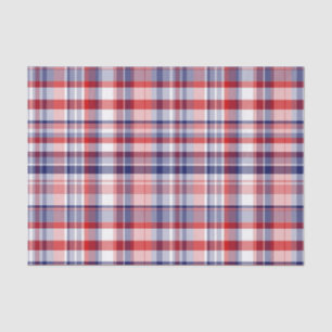 Papier Mousseline Rouge, Blanc, Bleu Preppy Madras Plaid