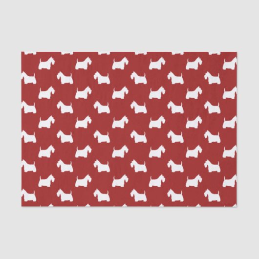 Papier Mousseline Rouge blanc de motif de silhouettes de Terrier (Recto)