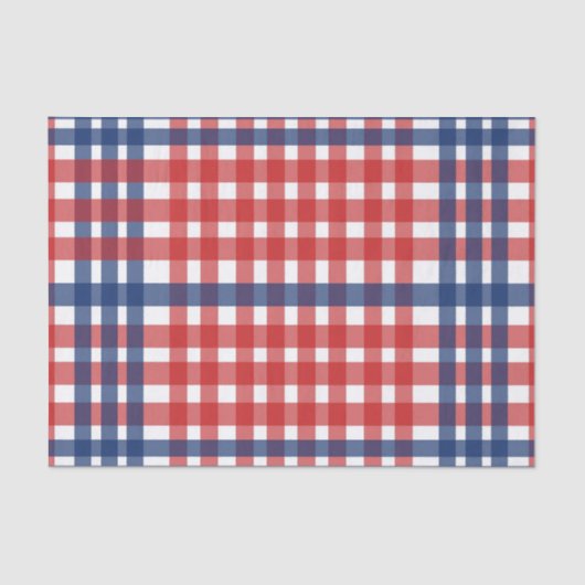Papier Mousseline Rouge blanc et bleu En vichy plaid (Recto)