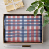 Papier Mousseline Rouge blanc et bleu En vichy plaid (Cadeau)