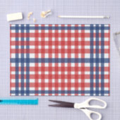 Papier Mousseline Rouge blanc et bleu En vichy plaid (Artisanat)