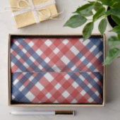 Papier Mousseline Rouge, blanc et bleu En vichy plaid (Cadeau)
