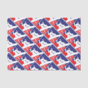 Papier Mousseline Rouge-Blanc-et-Bleu-Neige-Boa