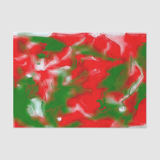 Papier Mousseline Rouge, blanc et vert Abstrait (Recto)