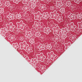 Papier Mousseline rouge blanc floral rustique mode motif rétro (Détail)