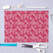 Papier Mousseline rouge blanc floral rustique mode motif rétro (Artisanat)