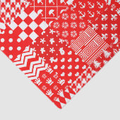Papier Mousseline Rouge blanc Mixte Motif Patchwork Design (Détail)