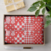 Papier Mousseline Rouge blanc Mixte Motif Patchwork Design (Cadeau)
