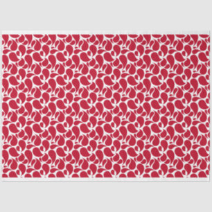 PAPIER MOUSSELINE ROUGE & BLANC MOTIFS PAISLEY