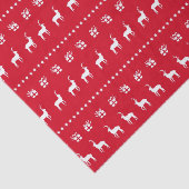 Papier Mousseline Rouge Blanc Noël Reindeer & Cadeaux (Détail)