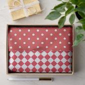 Papier Mousseline Rouge blanc Polka Dot Checkerboard Designer (Cadeau)