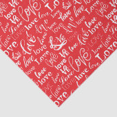 Papier Mousseline Rouge Blanc Script Amour Saint-Valentin (Détail)
