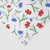 Papier Mousseline Rouge Bleu Flore Motif Fleur sauvage élégant (Détail)