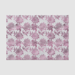 Papier Mousseline Rouge Bourgogne Fleur Argent