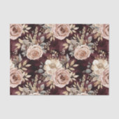 Papier Mousseline Rouge Bourgogne Floral Blush (Recto)