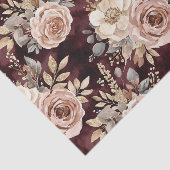 Papier Mousseline Rouge Bourgogne Floral Blush (Détail)