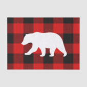 Papier Mousseline Rouge Buffalo Plaid & Ours Blanc (Recto)