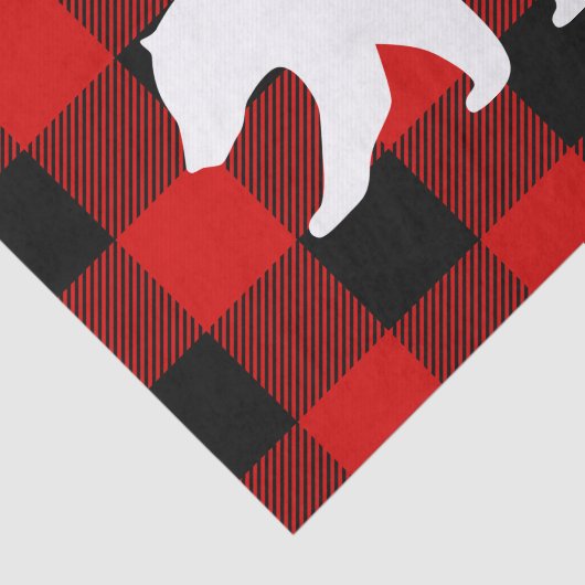Papier Mousseline Rouge Buffalo Plaid & Ours Blanc (Détail)