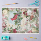 Papier Mousseline Rouge Cardinal Noël Musique d'hiver Rose Or (Artisanat)