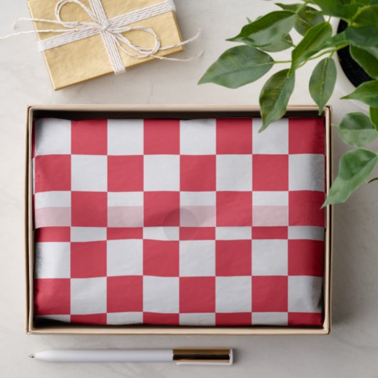 Papier Mousseline Rouge Checkered (Cadeau)