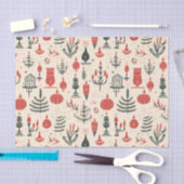 Papier Mousseline Rouge classique, blanc et noir - Noël millésimé (Artisanat)