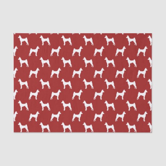 Papier Mousseline Rouge de motif de silhouettes de Basenji (Recto)