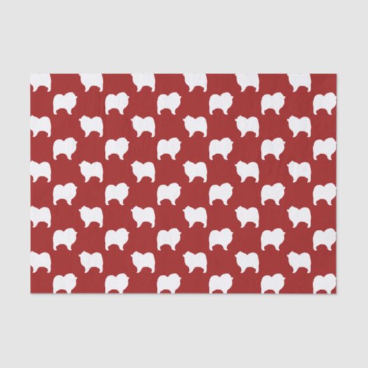 Papier Mousseline Rouge de motif de silhouettes de Keeshond (Recto)