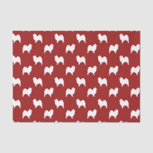 Papier Mousseline Rouge de motif de silhouettes de Samoyed