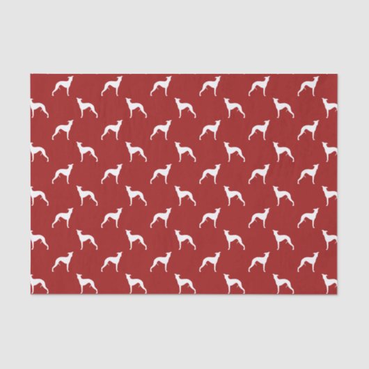 Papier Mousseline Rouge de motif de silhouettes de whippet (Recto)