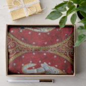 Papier Mousseline Rouge embelli et or d'éléphant d'Asie (Cadeau)