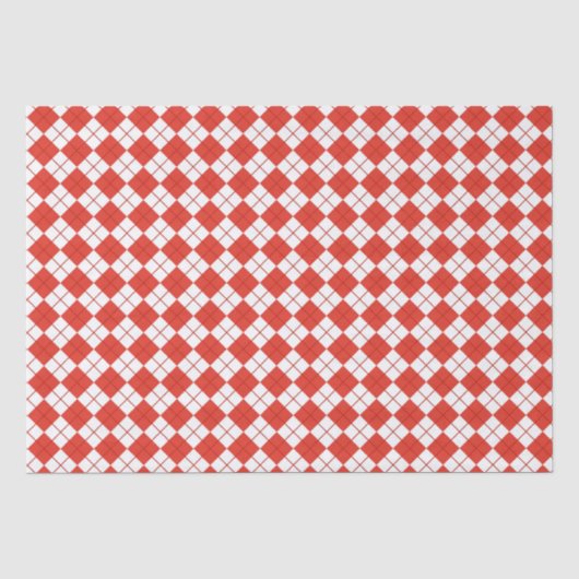 Papier Mousseline Rouge Et Blanc Argyle   (Recto)