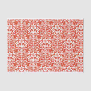Papier Mousseline Rouge et blanc Damas Motif ornemental