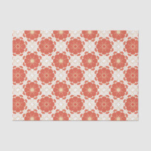 Papier Mousseline Rouge et motif floral de dentelle d'or