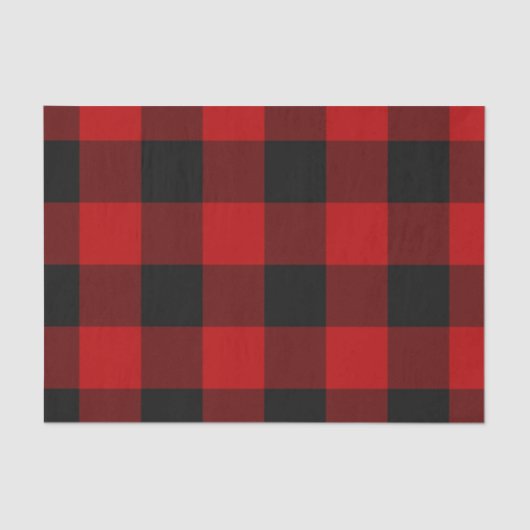 Papier Mousseline Rouge et noir Buffalo À damiers Plaid Rustique (Recto)