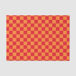 Papier Mousseline Rouge et orange Checkered