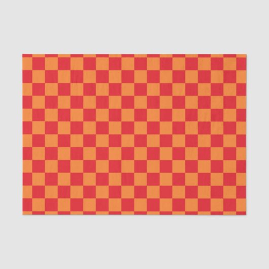 Papier Mousseline Rouge et orange Checkered (Recto)