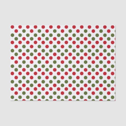 Papier Mousseline Rouge Et Vert De Noël À Points (Recto)