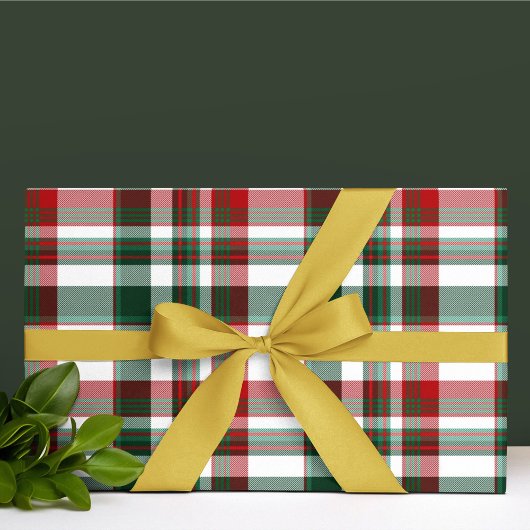 Papier Mousseline Rouge et vert écossais de Noël