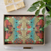 Papier Mousseline Rouge et vert Whimsical Romantique Coeurs motif (Cadeau)