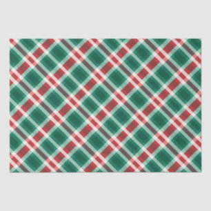 Papier Mousseline Rouge Festif traditionnel et Plaid vert