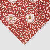 Papier Mousseline Rouge Floral Vibrant Ornate Classé Motif (Détail)