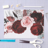 Papier Mousseline Rouge foncé et rose Floral Vert Mariage blanc (Artisanat)