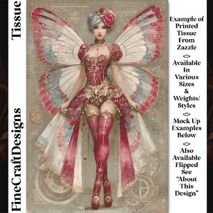 Papier Mousseline Rouge Grenat Fée Adulte en Corset DN1R Découpage