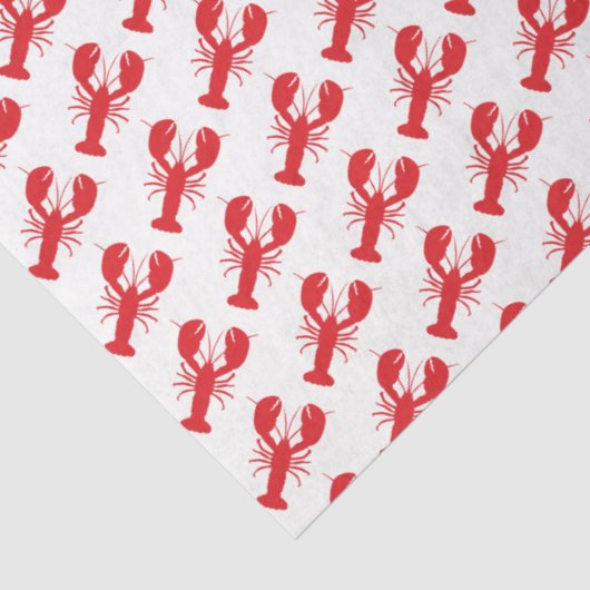 Papier Mousseline Rouge Homards Blanc Envelopper Cadeaux Preppy Main (Détail)