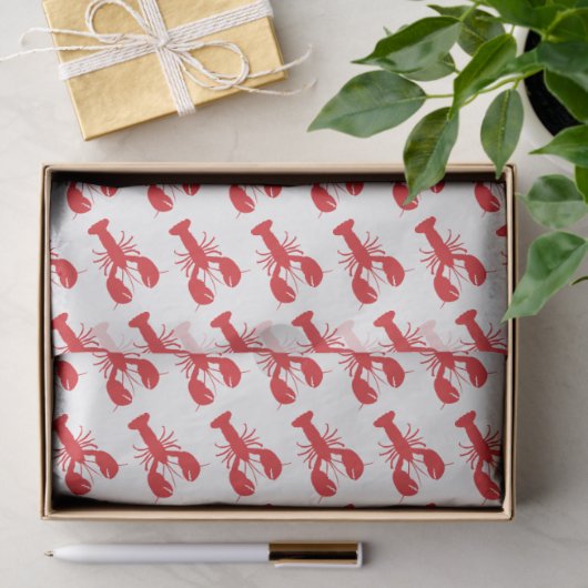 Papier Mousseline Rouge Homards Blanc Envelopper Cadeaux Preppy Main (Cadeau)