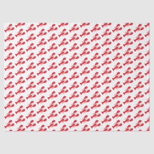 Papier Mousseline Rouge Homards Blanc Envelopper Cadeaux Preppy Main (Recto)