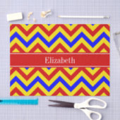 Papier Mousseline Rouge, jaune, Blue LG Chevron Red Name Monogram (Artisanat)