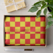 Papier Mousseline Rouge Jaune Chèque À damiers Motif Design (Cadeau)