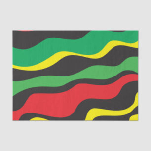 Papier Mousseline Rouge Jaune Vert Noir Vague Rasta